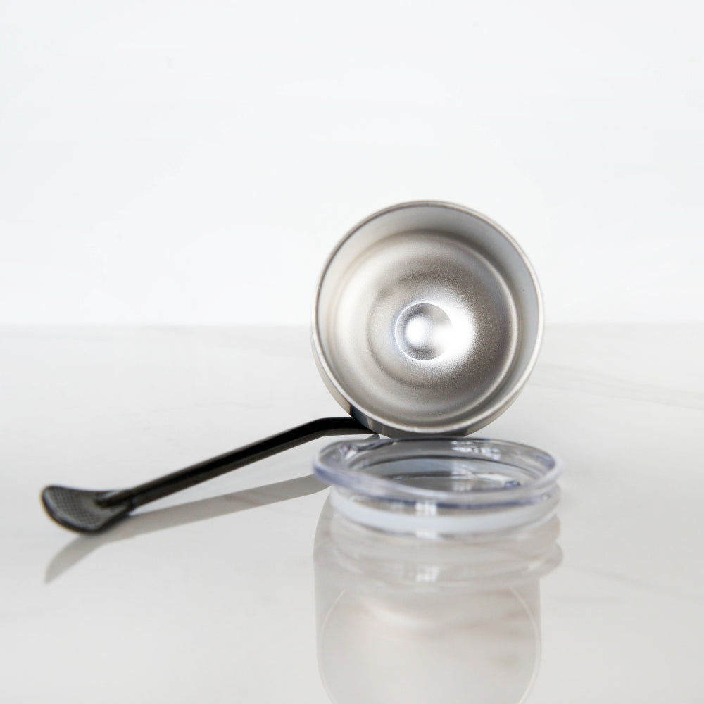 Marble & Gold Effect insulated cup and its bombilla for Mate, Tea & Coffee.