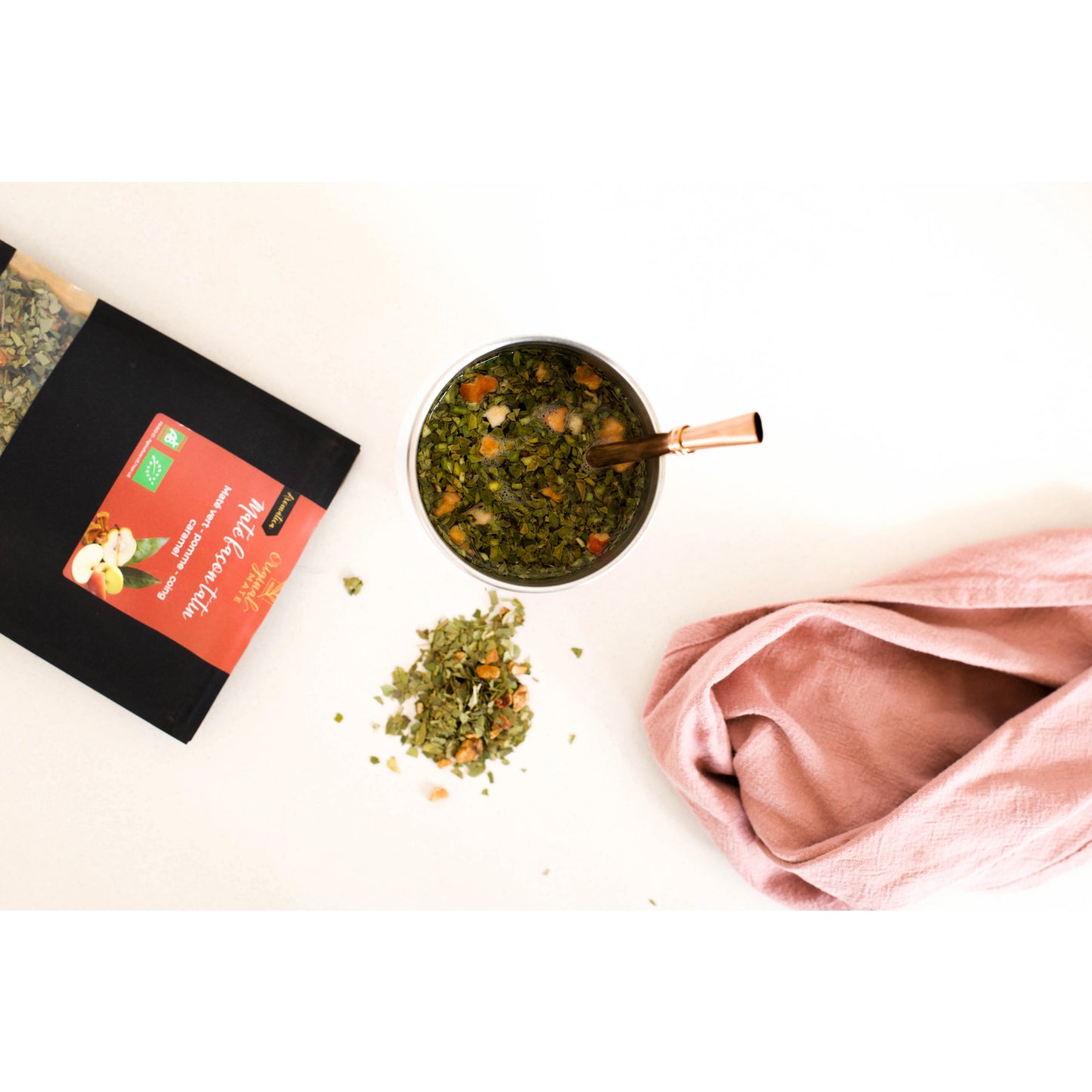 Wood effect insulated cup and its bombilla - for Mate, Tea or Coffee