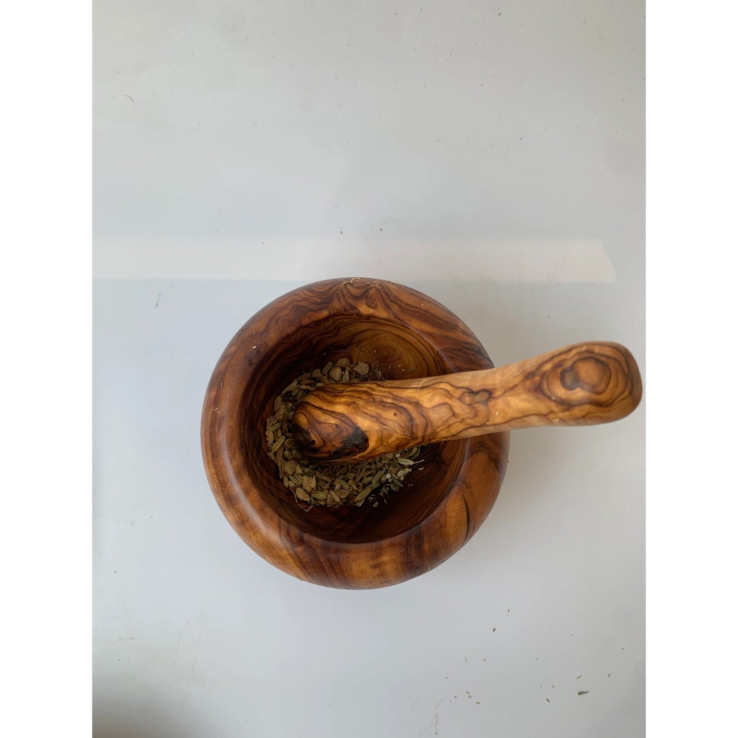 Olive wood mortar and pestle
