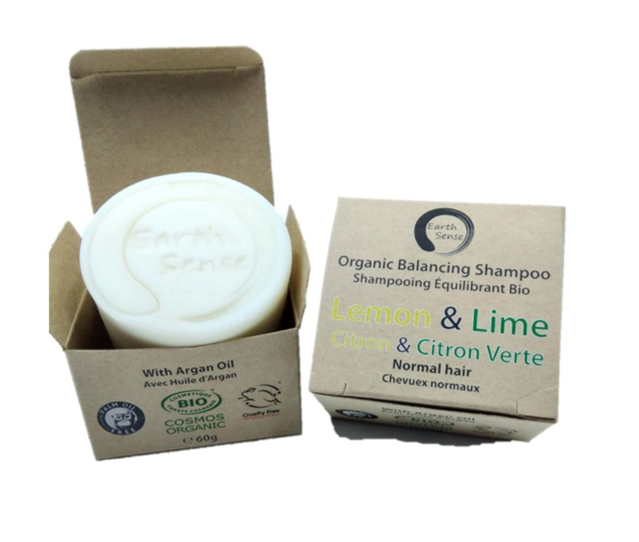 Organic Certified Balancing Solid Shampoo - Lemon & Lime - Normal & all Hair Types 60g.