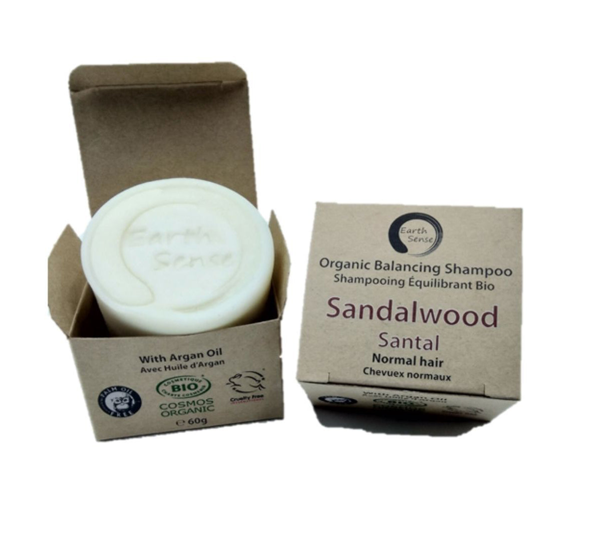 Organic Balancing Solid Shampoo - Sandalwood - Normal & all Hair Types 60g.