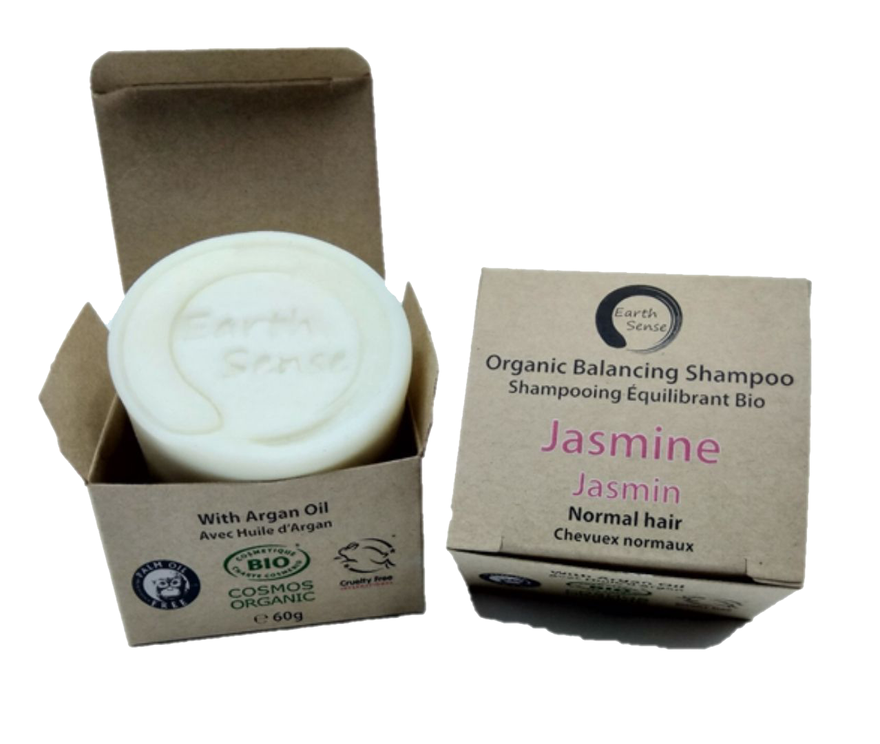 Organic Certified Balancing Solid Shampoo - Jasmine - Normal & all Hair Types 60g.