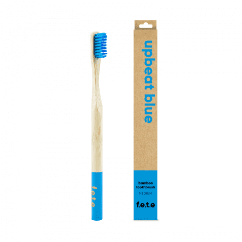 ‘Upbeat Blue’ Adult’s Medium Bamboo Toothbrush.