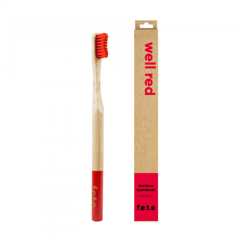 ‘Well Red’ Adult’s Medium Bamboo Toothbrush.