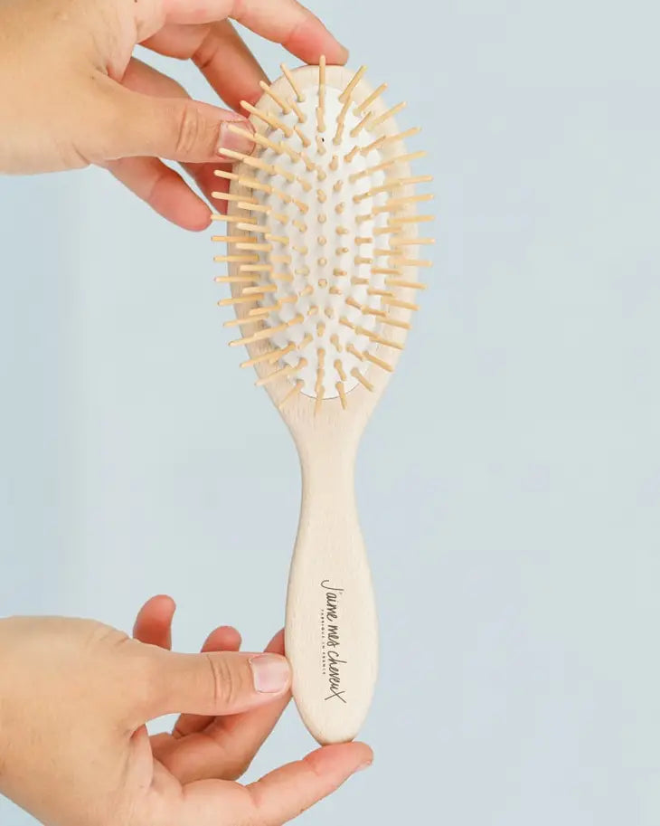 Wooden pins hairbrush