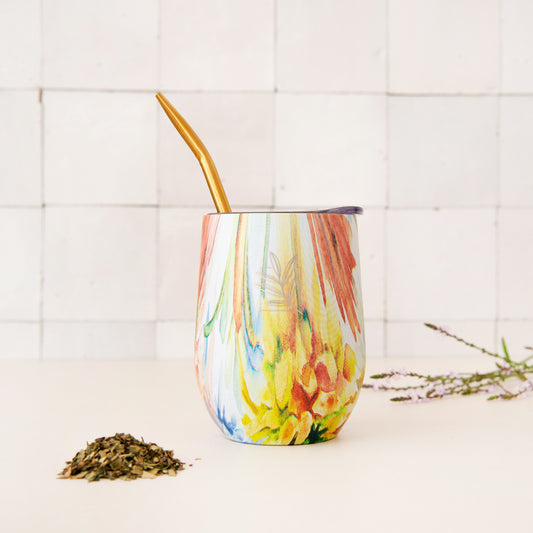 Arcoiris insulated cup and its bombilla for Mate, Tea & Coffee.
